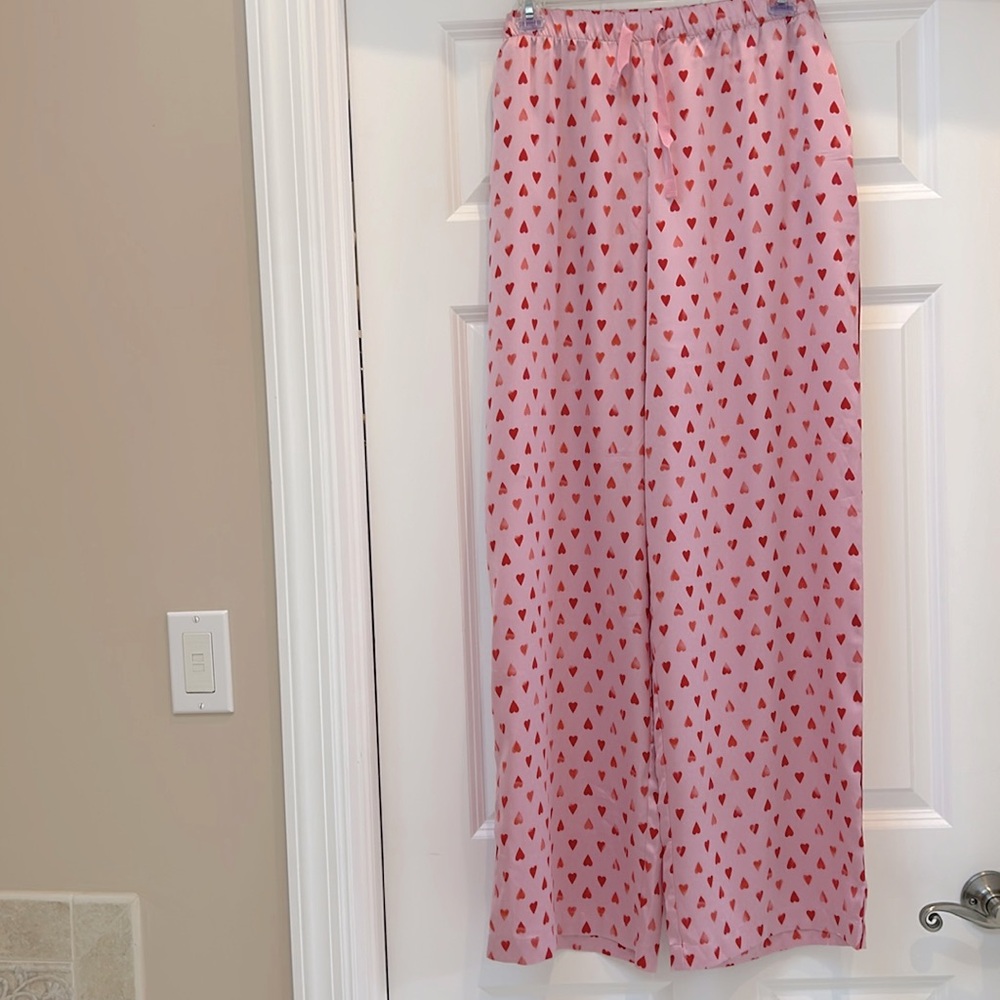 VICTORIA’S SECRET Drawstring pull on sleep pants size L pockets & red piping